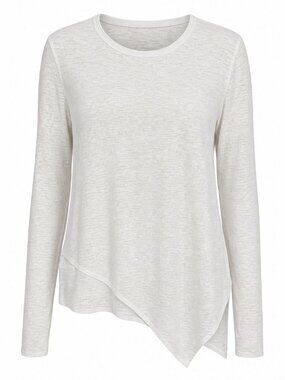 lululemon White Heathered Asymmetrical Long Sleeve Top Size 10